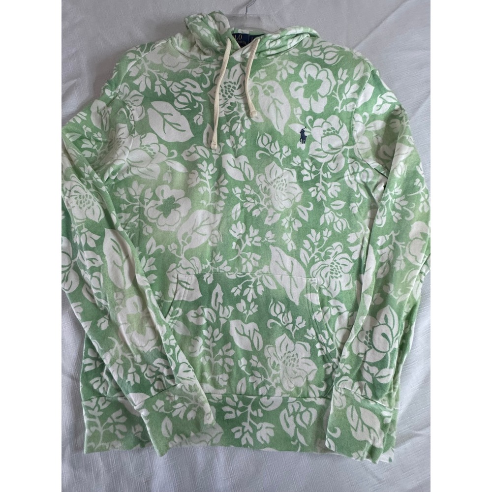 Polo Ralph Lauren Mens Floral Hibiscus Hoodie Green White Tropical Sweatshirt S